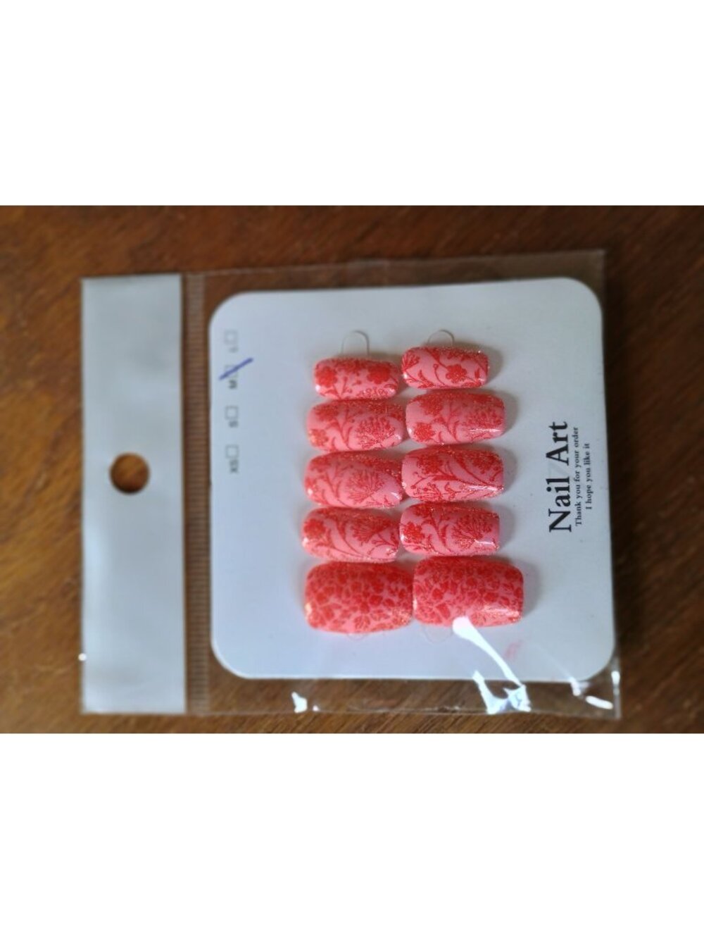 Pink & Floral Press-On Nails Medium Length Reusable